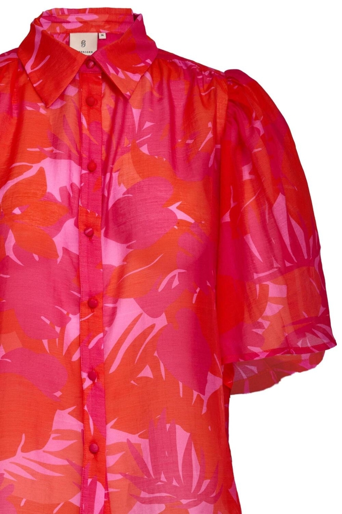 HALIN HALF SLEEVE SHIRT PC8416 4174 HOT CORAL PRINT